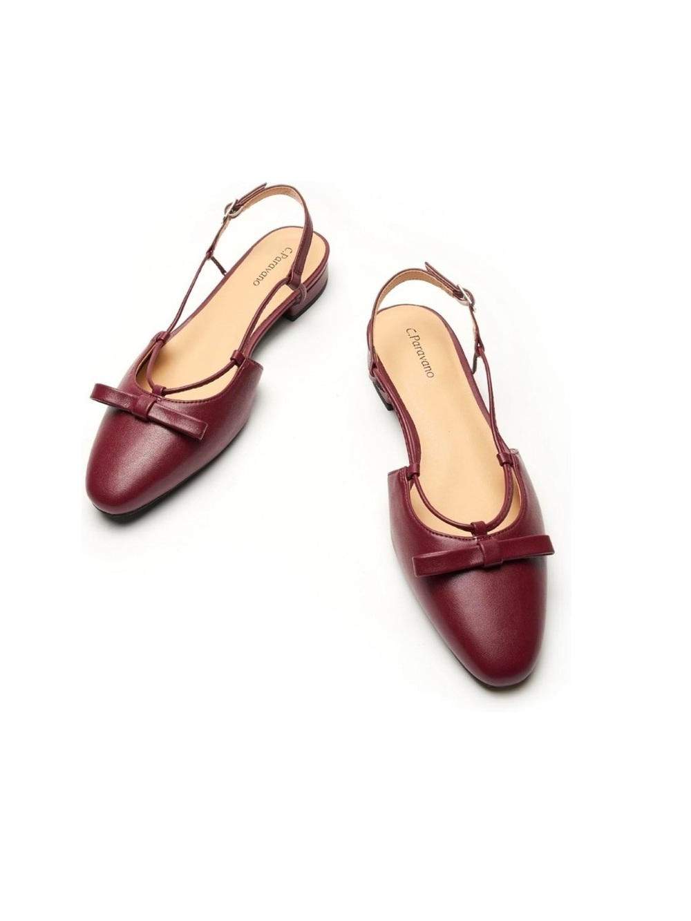 C.Paravano Women's Slingback Dress Shoes. Leather-lined lambskin cushion insole